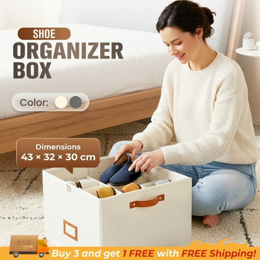 Fabric Shoe Organizer Storage Box | Foldable Design, Large Capacity, Dustproof & Breathable, Space-Saving for Closet & Bedroom