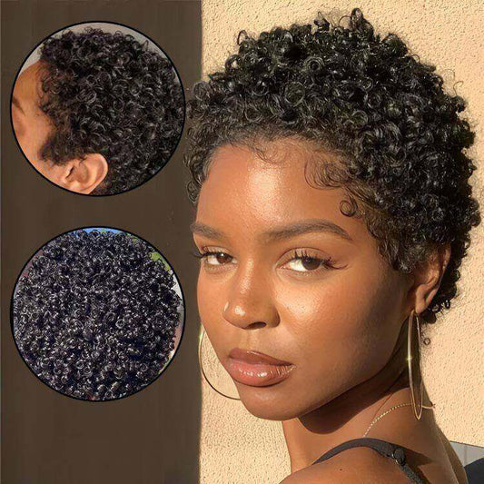 Glueless Pixie Dry Perm Short Curly Human Hair