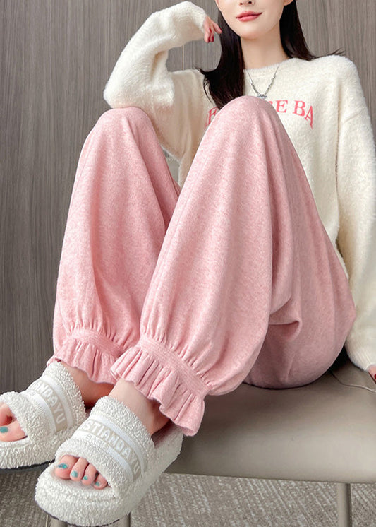 Pink Oversized Pockets Knit Pants