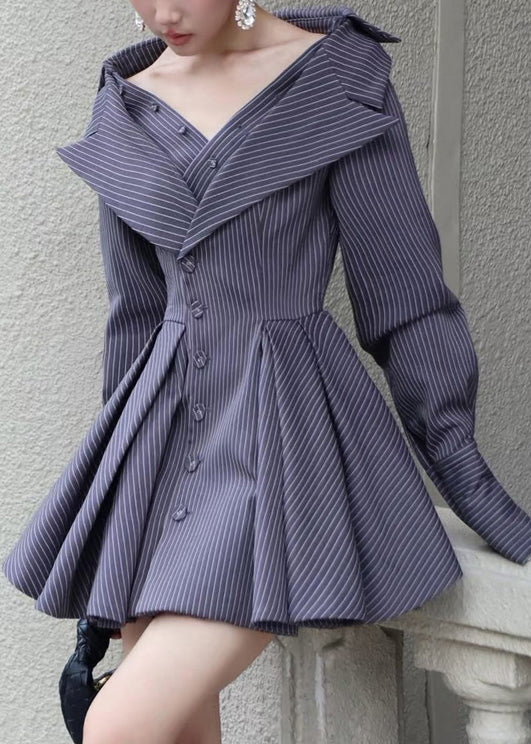 French Navy Striped Patchwork Cotton Dresses