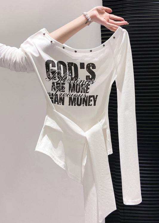 White Asymmetrical One Shoulder Tops