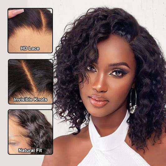 Glueless Water HD lace human hair Anti-slip tape breathable Cap bob wig
