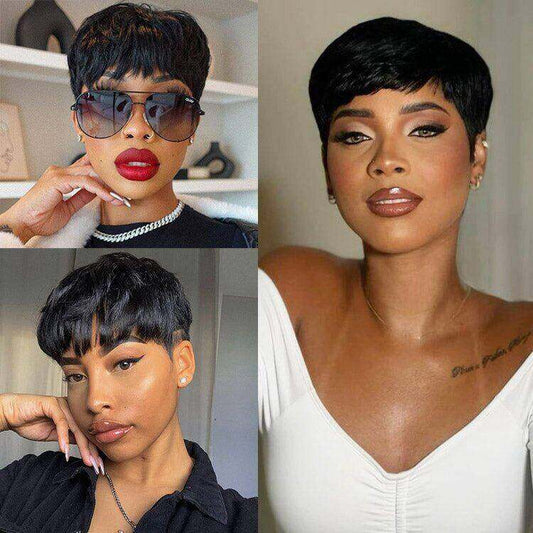 Glueless Pixie Cut Human Hair Wig Hot Short Wig