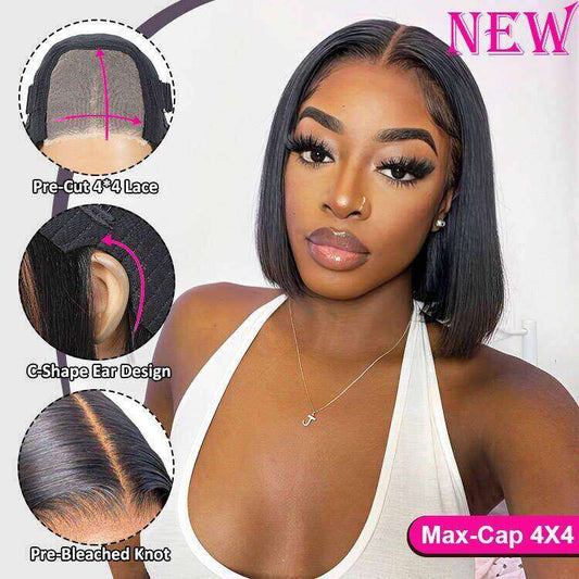 Glueless Max-cap Wear Go Pre-Cut 10 inch Straight Hair BOB Wig