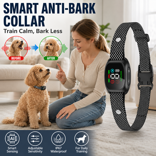 Anti Bark Collar | Smart anti‑false triggering filters out other barks. IP67 waterproof & USB rechargeable | worry‑free training anywhere